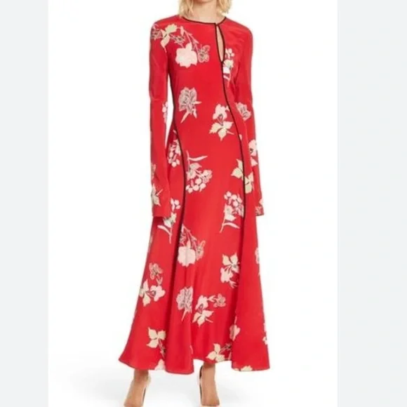DIANE VON FURSTENBERG Red Everton-Print Silk Maxi Dress - Picture 2 of 13